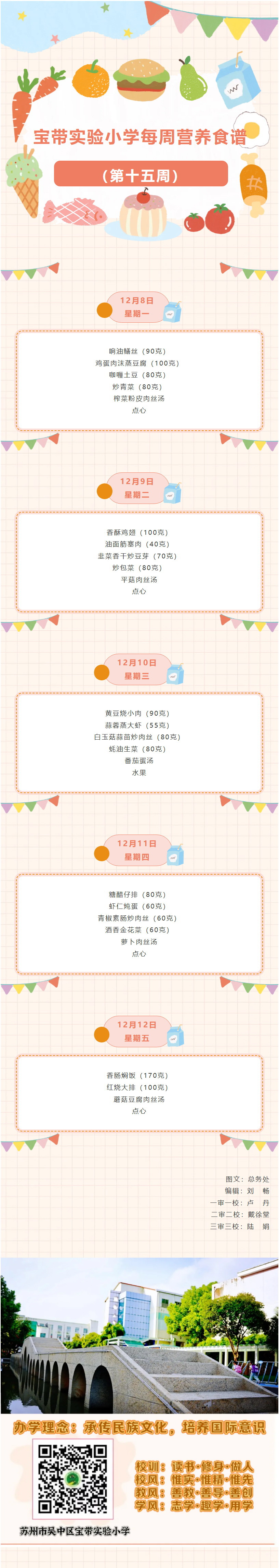 08【凌霄新闻台】宝带实验小学每周营养食谱 （第十五周）