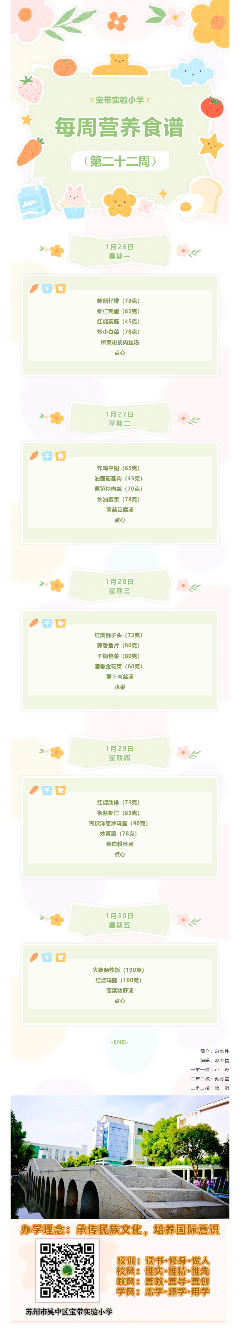 01【凌霄新闻台】宝带实验小学每周营养食谱 （第22周）