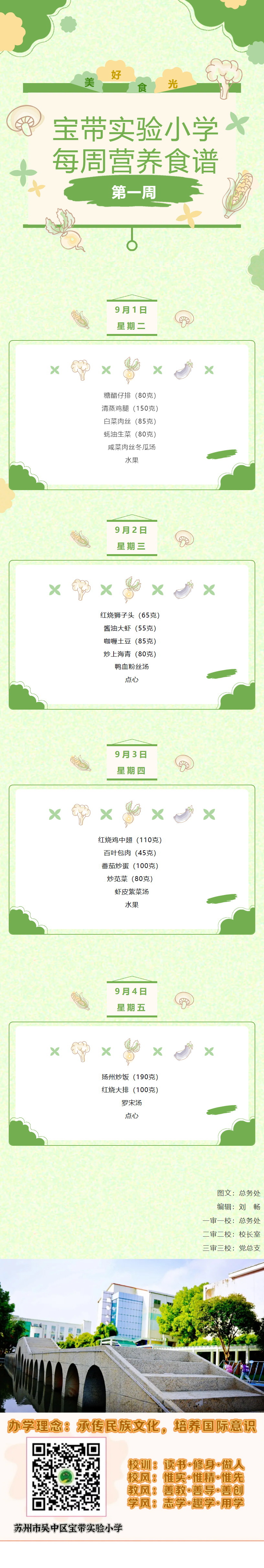 04【凌霄新闻台】宝带实验小学每周营养食谱 （第一周）
